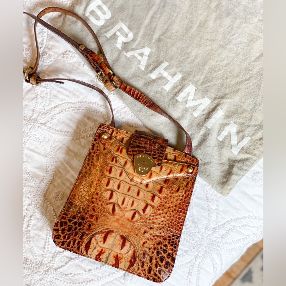 Brahmin Toasted Croc Leather Crossbody